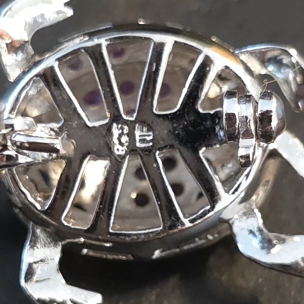 CHAPAL ZENRAY NATURAL RUBY, STERLING 925 TURTLE PENDANT/PIN W/CHAIN 18 IN 11 GR - Picture 3 of 7